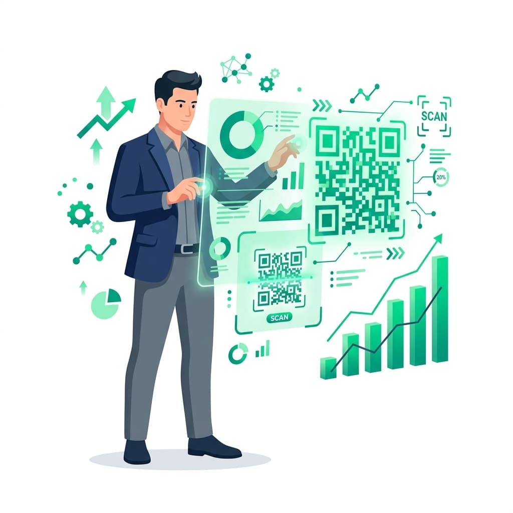 Dynamic QR code real-time analytics and tracking illustration